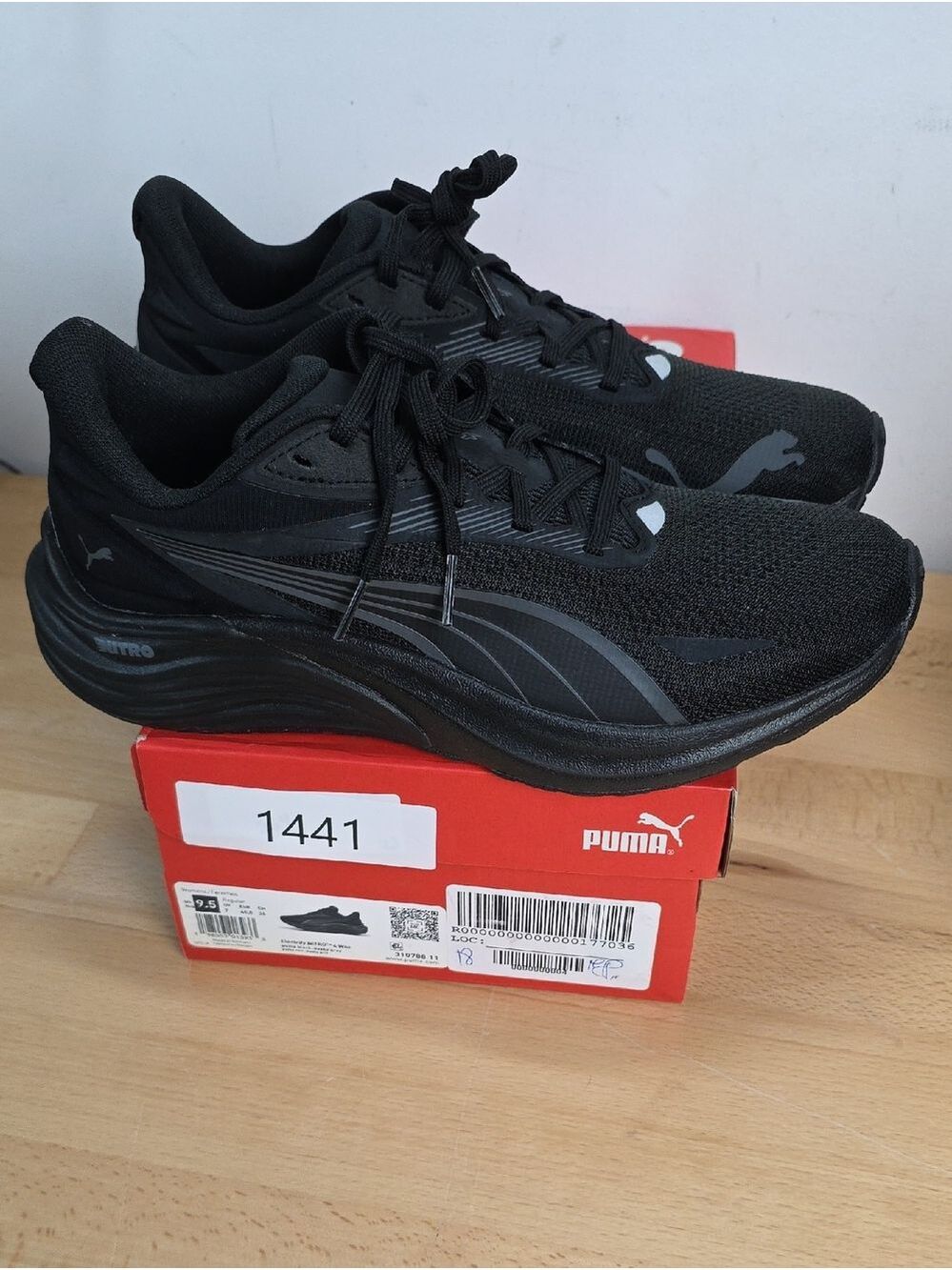 Puma All-Black Mesh Athletic Sneakers Women 9.5